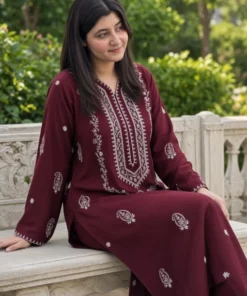 Alternative view of Afsheen – Unstitched Embroidered Dhanak – 2PC