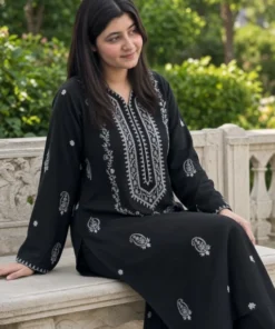 Alternative view of Afsheen – Unstitched Embroidered Dhanak – 2PC