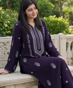 Alternative view of Afsheen – Unstitched Embroidered Dhanak – 2PC