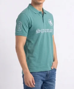 Alternative view of Girodano Branded Polo T-shirt Aqua Blue Color