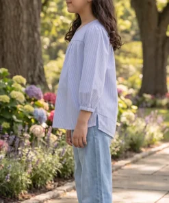 Alternative view of SPARK Branded Kids Pinstripe Puff Sleeve Fusion Top