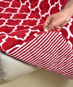 Alternative view of Ultrasonic Sofa Cover - Maroon Geometric With Pockets