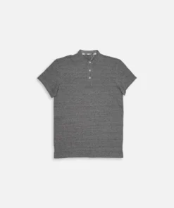 ZARRAA Branded Men’s Mandarin Collar Henley T-Shirt Grey - Image 3